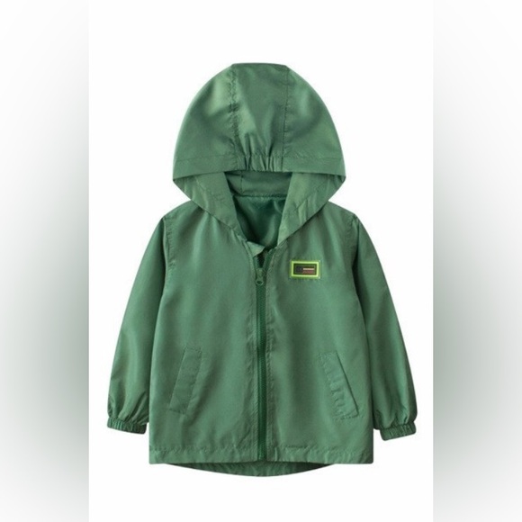 Kids Hooded Rain Jacket (Green) - Picture 1 of 3